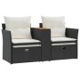 Sofá de jardín 2 plazas con toldo y taburetes ratán PE negro by , Outdoor sofas - Ref: Foro24-365803, Price: 252,32 €, Discou...