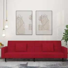 Sofá cama de 2 plazas con dos almohadas terciopelo rojo tinto by , Sofas - Ref: Foro24-375820, Price: 289,14 €, Discount: %