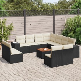 Set de sofás de jardín 12 piezas cojines ratán sintético negro de , Conjuntos de jardín - Ref: Foro24-3225503, Precio: 633,73...