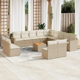 Set sofás de jardín 14 pzas con cojines ratán sintético beige by , Modular outdoor sofas - Ref: Foro24-3224378, Price: 940,70...