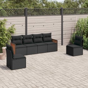 Set de sofás de jardín 6 piezas y cojines ratán sintético negro by , Garden sets - Ref: Foro24-3259941, Price: 358,84 €, Disc...