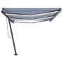 Toldo manual retráctil con luz LED azul y blanco 600x350 cm de , Toldos - Ref: Foro24-3069881, Precio: 713,91 €, Descuento: %