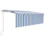 Toldo automático persiana LED sensor de viento azul blanco 4x3m by , Awnings - Ref: Foro24-3069311, Price: 647,33 €, Discount: %