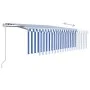 Toldo automático persiana LED sensor de viento azul blanco 4x3m by , Awnings - Ref: Foro24-3069311, Price: 647,33 €, Discount: %