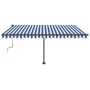 Toldo de pie retráctil manual azul y blanco 450x350 cm by , Awnings - Ref: Foro24-3069836, Price: 500,65 €, Discount: %