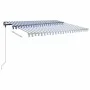 Toldo de pie retráctil manual azul y blanco 450x350 cm by , Awnings - Ref: Foro24-3069836, Price: 500,65 €, Discount: %