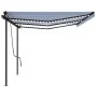 Toldo retráctil manual con luz postes azul y blanco 6x3 m by , Awnings - Ref: Foro24-3070201, Price: 687,99 €, Discount: %