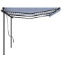Toldo retráctil manual con luz postes azul y blanco 6x3 m by , Awnings - Ref: Foro24-3070201, Price: 620,81 €, Discount: %
