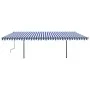 Toldo retráctil manual con luz postes azul y blanco 6x3 m by , Awnings - Ref: Foro24-3070201, Price: 687,99 €, Discount: %