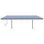 Toldo retráctil manual con luz postes azul y blanco 6x3 m by , Awnings - Ref: Foro24-3070201, Price: 620,81 €, Discount: %