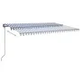 Toldo retráctil manual con luz postes azul y blanco 6x3 m by , Awnings - Ref: Foro24-3070201, Price: 687,99 €, Discount: %