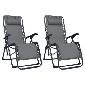 Folding chairs 2 units gray textilene by , Loungers - Ref: Foro24-312462, Price: 197,63 €, Discount: %