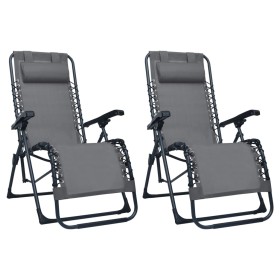 Sillas plegables 2 unidades textilene gris de , Tumbonas - Ref: Foro24-312462, Precio: 201,25 €, Descuento: %