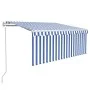 Toldo automático persiana LED sensor viento azul blanco 3x2,5 m by , Awnings - Ref: Foro24-3069271, Price: 513,28 €, Discount: %
