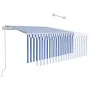 Toldo automático persiana LED sensor viento azul blanco 3x2,5 m by , Awnings - Ref: Foro24-3069271, Price: 513,28 €, Discount: %