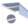 Toldo automático persiana LED sensor viento azul blanco 3x2,5 m by , Awnings - Ref: Foro24-3069271, Price: 513,28 €, Discount: %
