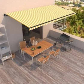 Yellow and white manual retractable awning 600x350 cm by , Awnings - Ref: Foro24-3069238, Price: 541,93 €, Discount: %