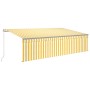 Toldo retráctil manual con persiana amarillo y blanco 5x3 m de , Toldos - Ref: Foro24-3069458, Precio: 488,61 €, Descuento: %