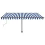 Retractable manual awning with blue and white LED lights 400x300 cm by , Awnings - Ref: Foro24-3069741, Price: 456,92 €, Disc...