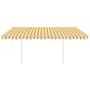 Toldo automático LED sensor de viento amarillo y blanco 4x3,5 m by , Awnings - Ref: Foro24-3070033, Price: 700,13 €, Discount: %