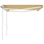 Toldo automático LED sensor de viento amarillo y blanco 4x3,5 m by , Awnings - Ref: Foro24-3070033, Price: 700,13 €, Discount: %