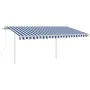 Toldo automático LED sensor de viento azul y blanco 4x3,5 m by , Awnings - Ref: Foro24-3070031, Price: 688,03 €, Discount: %