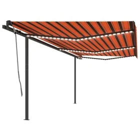Toldo manual retráctil con LED naranja y marrón 6x3 m by , Awnings - Ref: Foro24-3070205, Price: 682,37 €, Discount: %