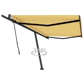 Retractable manual freestanding awning in yellow and white, 500x350 cm. by , Awnings - Ref: Foro24-3069858, Price: 551,01 €, ...