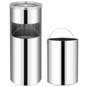 30 L stainless steel trash can with ashtray by vidaXL, Garbage cans and trash cans - Ref: Foro24-51087, Price: 83,95 €, Disco...