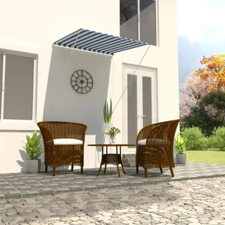 Toldo retráctil azul y blanco 100x150 cm de , Toldos - Ref: Foro24-145889, Precio: 33,37 €, Descuento: %