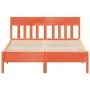 Bed frame with wax brown pine wood headboard 120x200 cm by , Beds and slatted bases - Ref: Foro24-842653, Price: 121,99 €, Di...