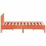 Bed frame with wax brown pine wood headboard 120x200 cm by , Beds and slatted bases - Ref: Foro24-842653, Price: 121,99 €, Di...