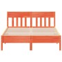 Bed frame with wax brown pine wood headboard 120x200 cm by , Beds and slatted bases - Ref: Foro24-842653, Price: 123,09 €, Di...