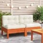 Garden sofas without armrest cushions 2 units brown waxed wood by , Modular outdoor sofas - Ref: Foro24-838162, Price: 172,38...
