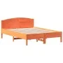 Estructura cama con cabecero madera pino marrón cera 120x190 cm de , Camas y somieres - Ref: Foro24-842613, Precio: 125,26 €,...