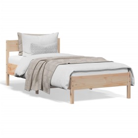 Bed frame with solid pine wood headboard 75x190 cm by , Beds and slatted bases - Ref: Foro24-842782, Price: 77,52 €, Discount: %