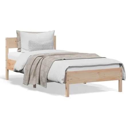Bettgestell mit Kopfteil aus massivem Kiefernholz 75x190 cm von , Betten und Lattenroste - Ref: Foro24-842782, Preis: 75,98 €...