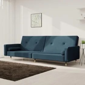 2-Sitzer-Schlafsofa mit zwei blauen Samtkissen von , Sofas - Ref: Foro24-375748, Preis: 284,10 €, Rabatt: %
