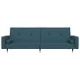 Two-seater sofa bed with two blue velvet pillows. by , Sofas - Ref: Foro24-375748, Price: 284,10 €, Discount: %