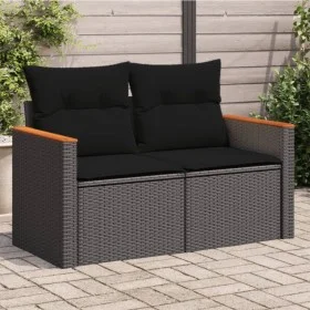 2-Sitzer-Gartensofa mit schwarzen Kissen aus synthetischem Rattan von , Outdoor-Sofas - Ref: Foro24-365977, Preis: 157,68 €, ...