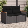2-seater garden sofa with black synthetic rattan cushions by , Outdoor sofas - Ref: Foro24-365977, Price: 152,16 €, Discount: %