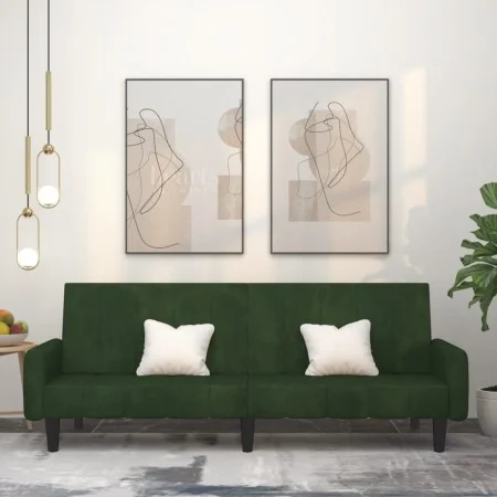 Sofá cama de 2 plazas terciopelo verde oscuro de , Sofás - Ref: Foro24-375776, Precio: 271,23 €, Descuento: %