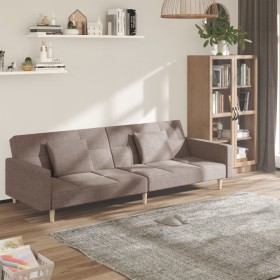 Two-seater sofa bed with two taupe gray fabric pillows. by , Sofas - Ref: Foro24-375805, Price: 295,76 €, Discount: %