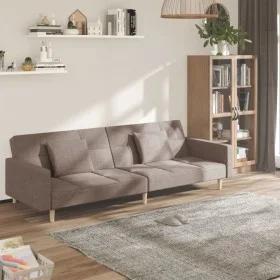 Two-seater sofa bed with two taupe gray fabric pillows. by , Sofas - Ref: Foro24-375805, Price: 292,08 €, Discount: %