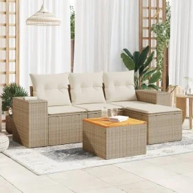 Gartensofa-Set mit Kissen, 5-teilig, beiges synthetisches Rattan von , Gartensets - Ref: Foro24-3225414, Preis: 334,42 €, Rab...