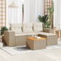 Garden sofa set with cushions 5 pieces beige synthetic rattan by , Garden sets - Ref: Foro24-3225414, Price: 316,62 €, Discou...