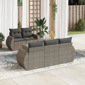 6-piece garden furniture set with gray synthetic rattan cushions by , Garden sets - Ref: Foro24-3253437, Price: 442,79 €, Dis...