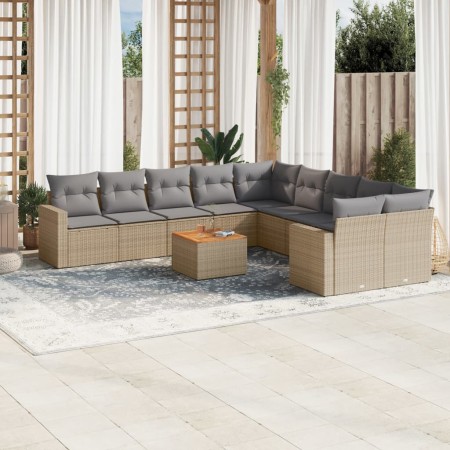 Garden sofa set 11 pieces with beige synthetic rattan cushions by , Modular outdoor sofas - Ref: Foro24-3224316, Price: 669,1...