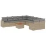 Garden sofa set 11 pieces with beige synthetic rattan cushions by , Modular outdoor sofas - Ref: Foro24-3224316, Price: 671,1...