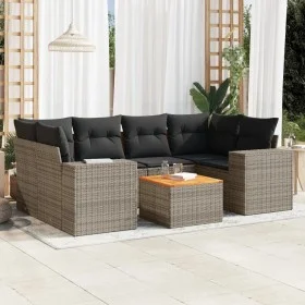 7-piece garden sofa set with gray PE rattan cushions by , Garden sets - Ref: Foro24-3225346, Price: 448,93 €, Discount: %